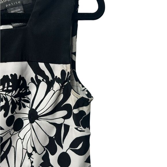 Connected Apparel Black White Contrast Floral Sleeveless Sheath Mini Dress Cute - Picture 6 of 7